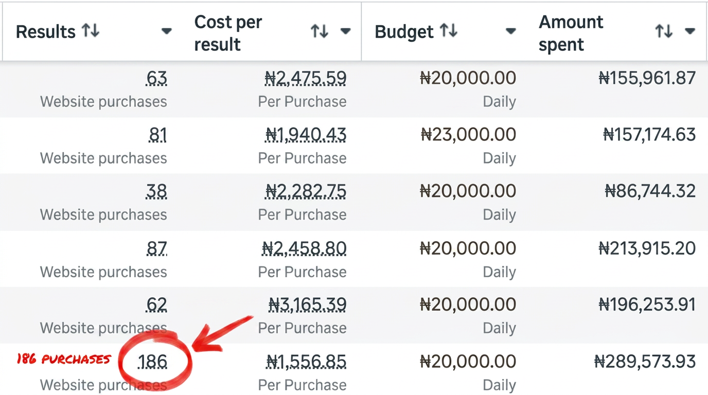Sales result screenshot